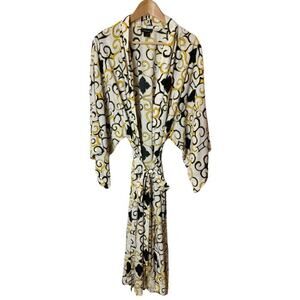 Natori Ivory Multicolor Beaded Trim Long Sleeve Robe Women's Size L